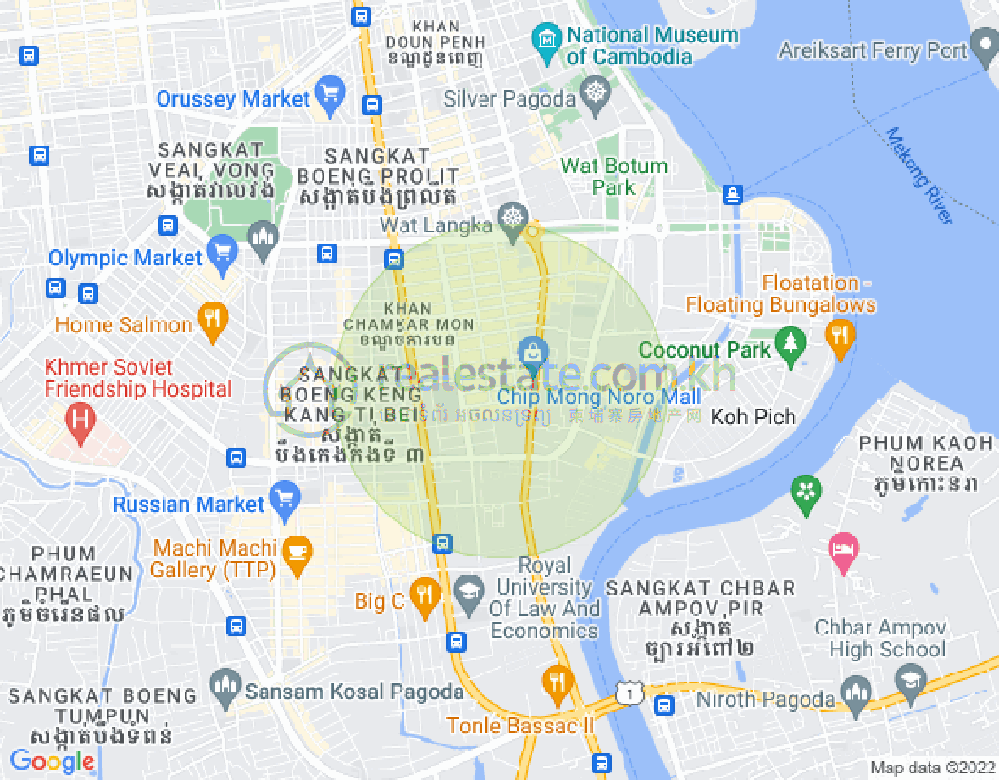 トンレバサック, チャムカモン, プノンペンの地図