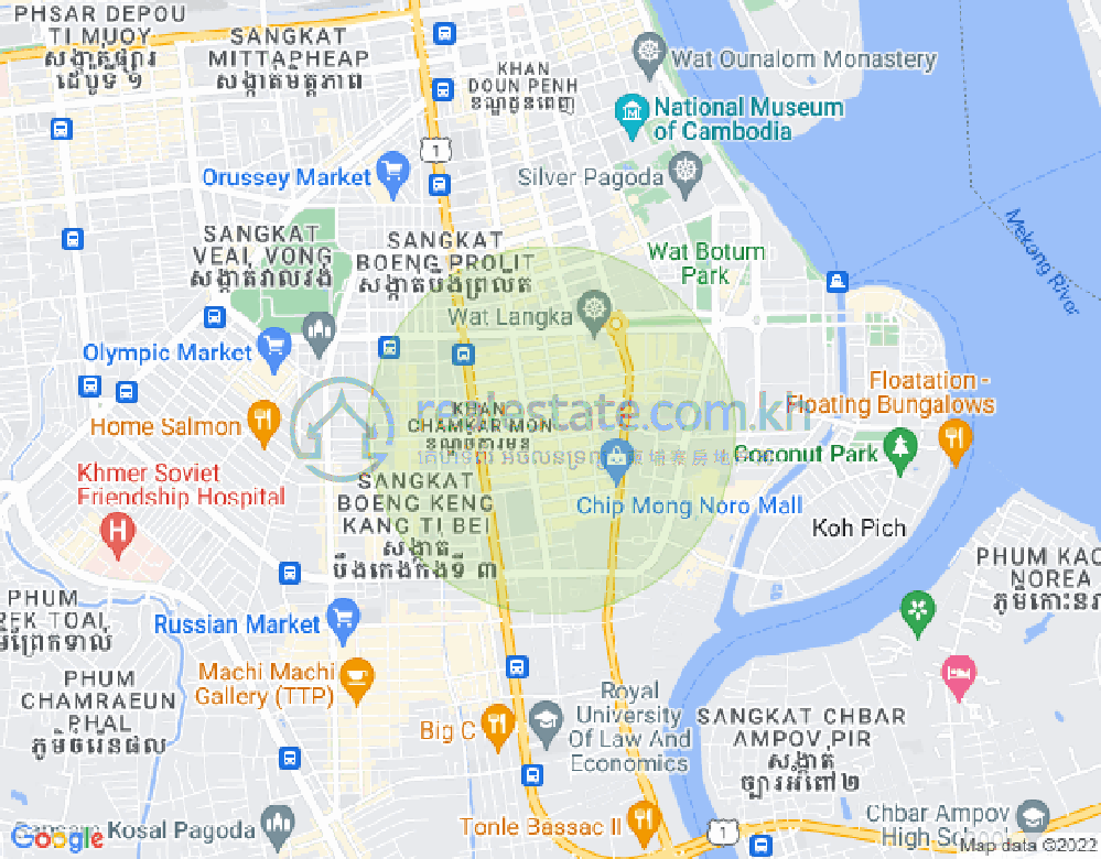 Mapa: BKK 1, Boeng Keng Kang, Phnom Penh