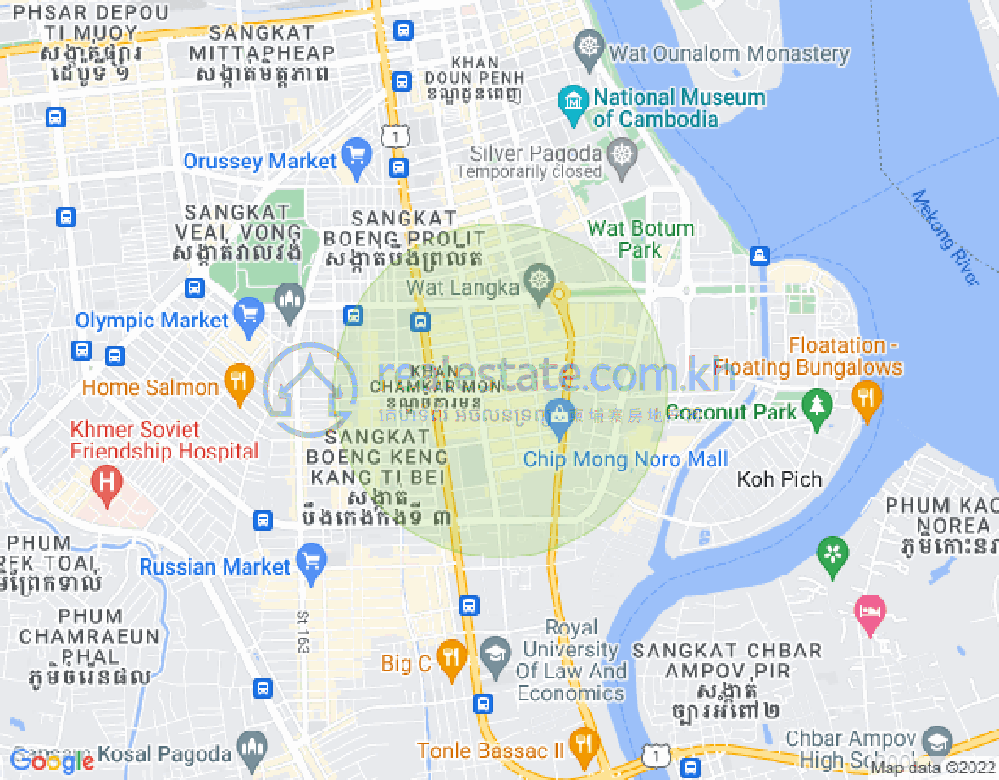 万景岗1分区（BKK1), 波哥堪, 金边地图