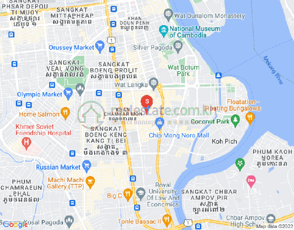 Map of Toul Tum Poung 1, Chamkarmon, Phnom Penh