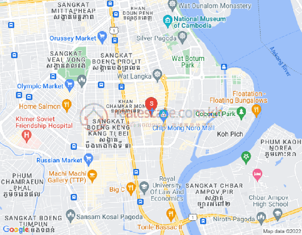 만경강1부구(BKK1), 벙껭깡, 프놈펜 지도