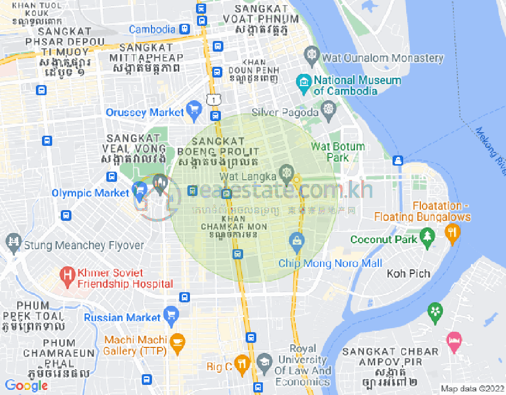Map of BKK 1, Boeng Keng Kang, Phnom Penh