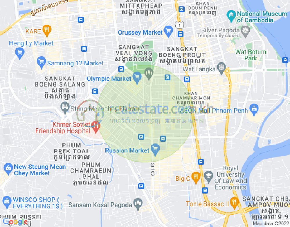 万景岗3分区（BKK3), 波哥堪, 金边地图