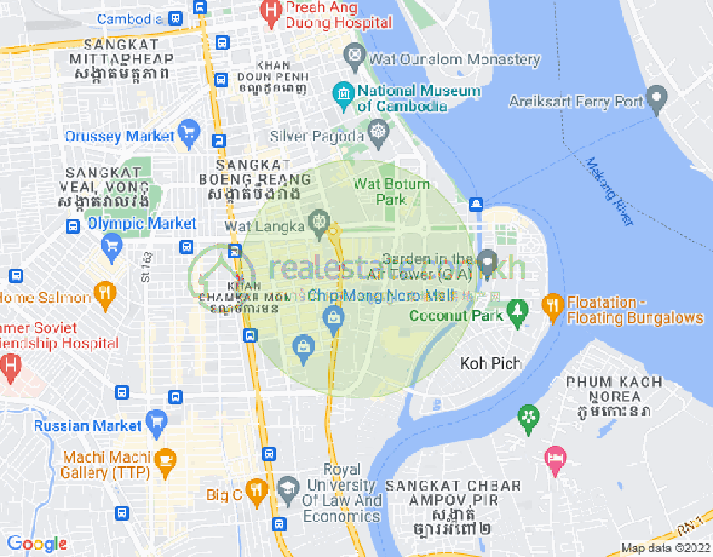 Mapa: Tonle Bassac, Chamkarmon, Phnom Penh