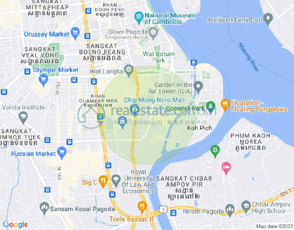 Carte de Toul Tum Poung 2, Chamkarmon, Phnom Penh