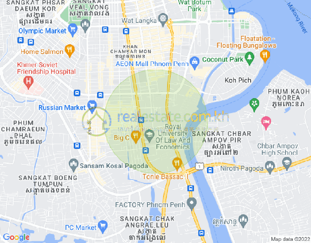 Mapa: Tonle Bassac, Chamkarmon, Phnom Penh