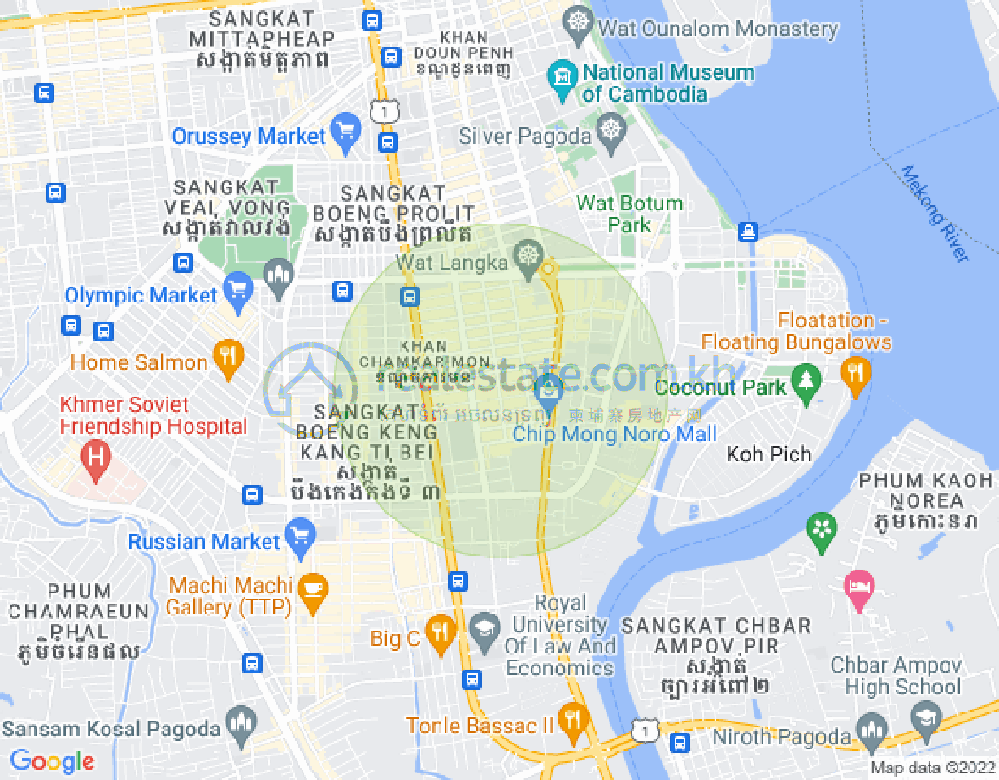 万景岗1分区（BKK1), 波哥堪, 金边地图