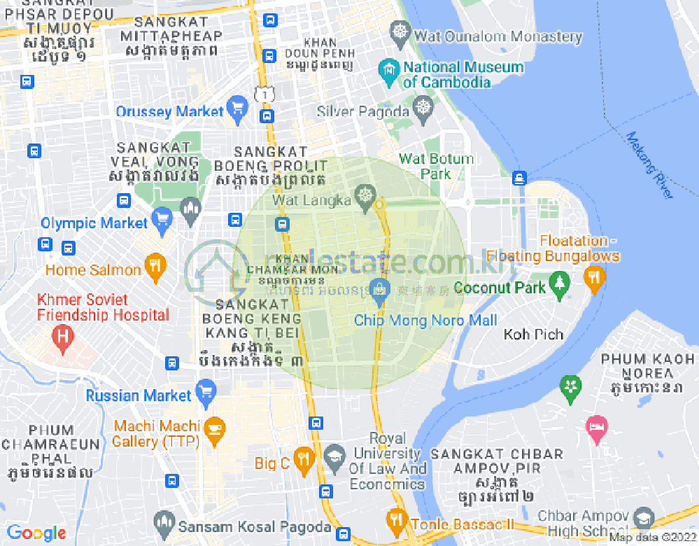 万景岗1分区（BKK1), 波哥堪, 金边地图