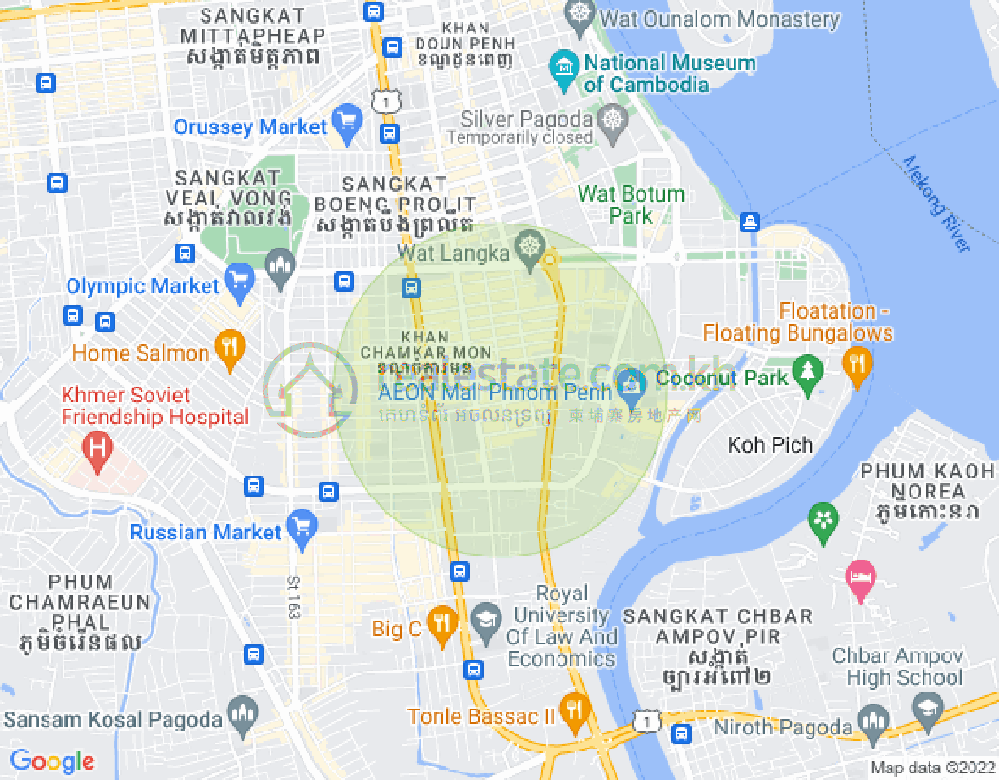 万景岗1分区（BKK1), 波哥堪, 金边地图