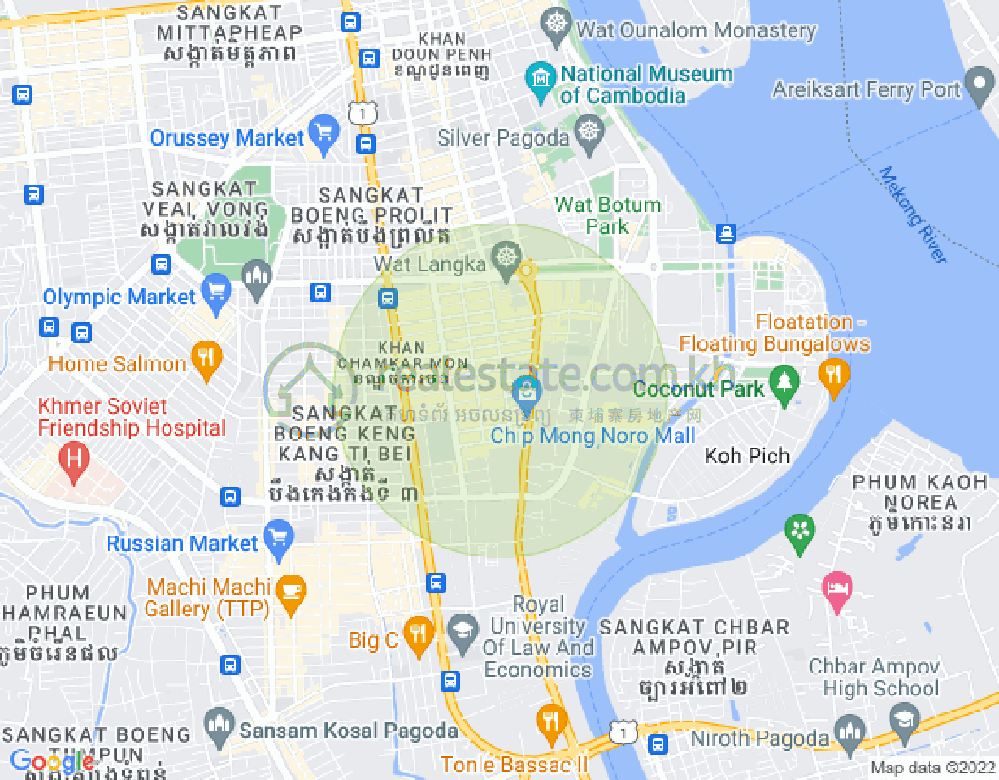 Mapa: BKK 1, Boeng Keng Kang, Phnom Penh