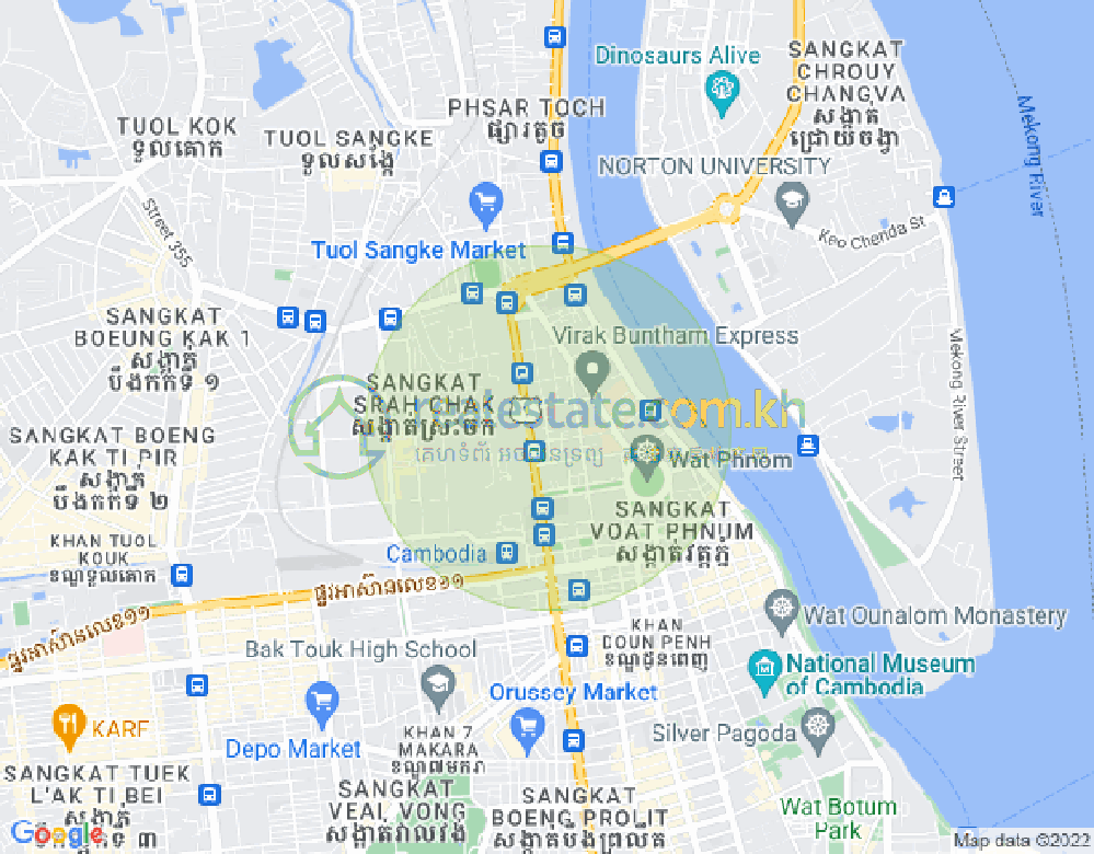 Map of Wat Phnom, Daun Penh, Phnom Penh