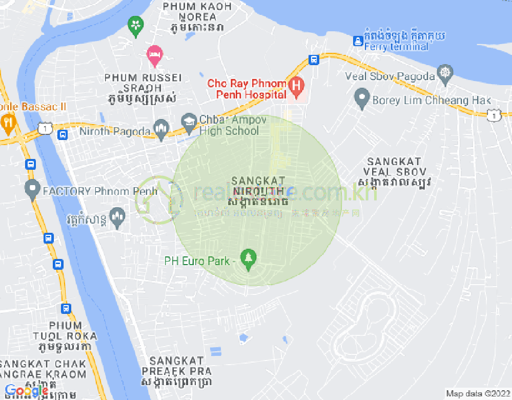 Map of Nirouth, Chbar Ampov, Phnom Penh