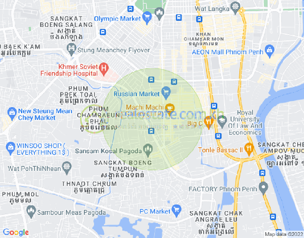 Carte de Toul Tum Poung 1, Chamkarmon, Phnom Penh