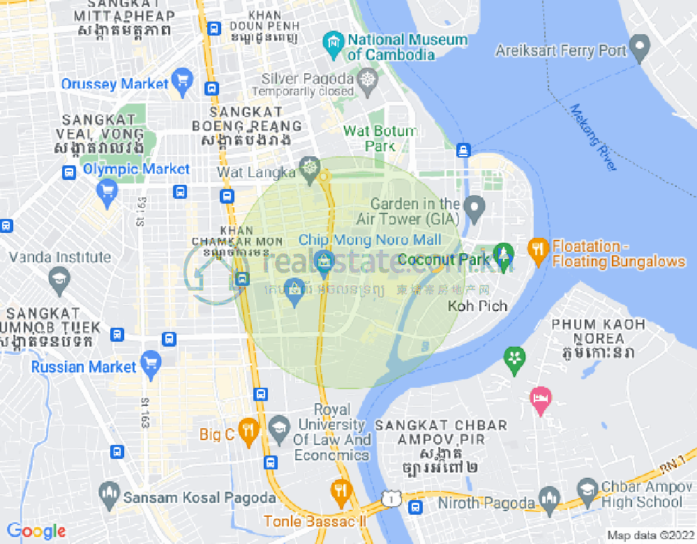 Mapa: Tonle Bassac, Chamkarmon, Phnom Penh