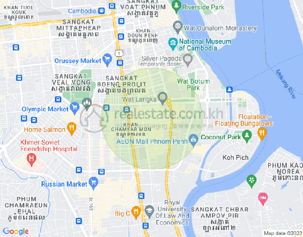 Mapa: BKK 1, Boeng Keng Kang, Phnom Penh