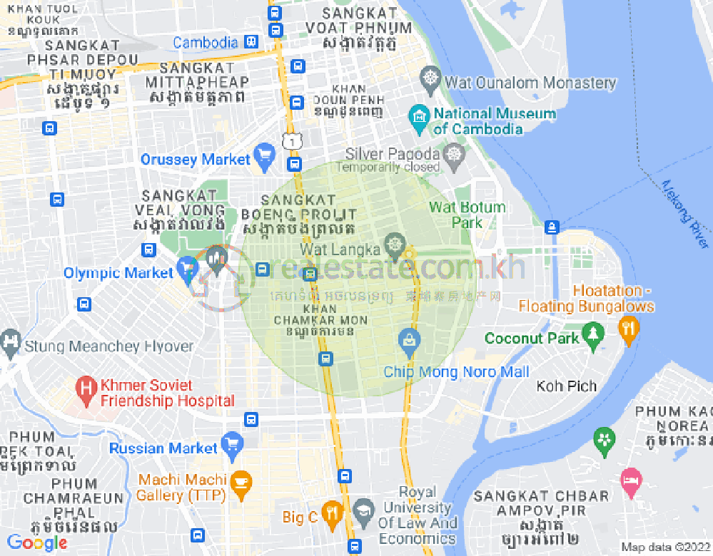 Carte de BKK 1, Boeng Keng Kang, Phnom Penh