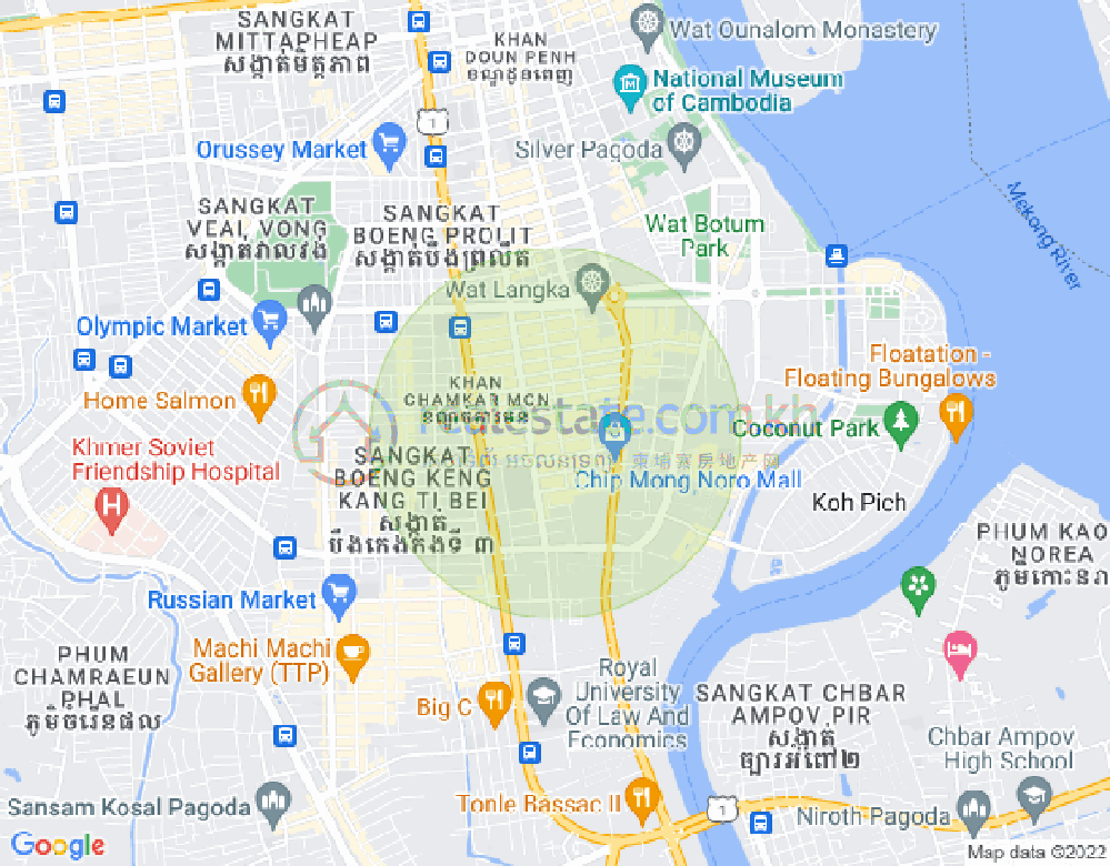 Mapa: BKK 1, Boeng Keng Kang, Phnom Penh