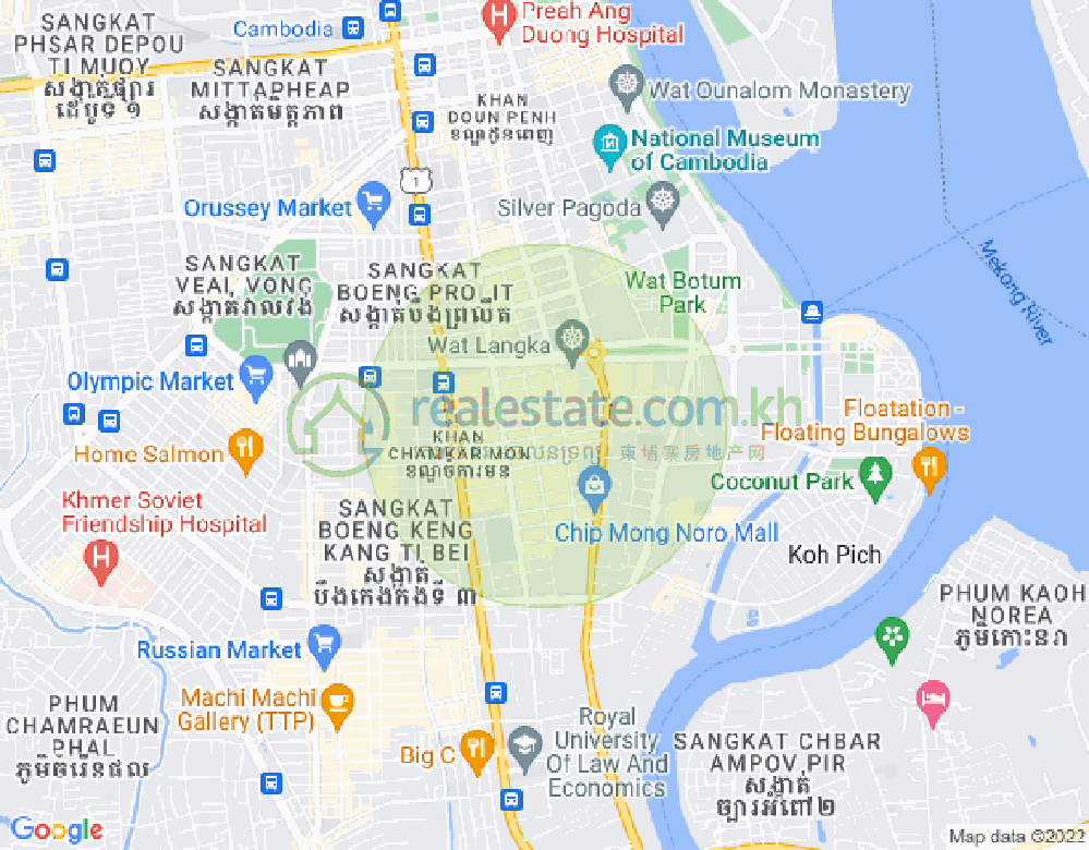Mapa: BKK 1, Boeng Keng Kang, Phnom Penh