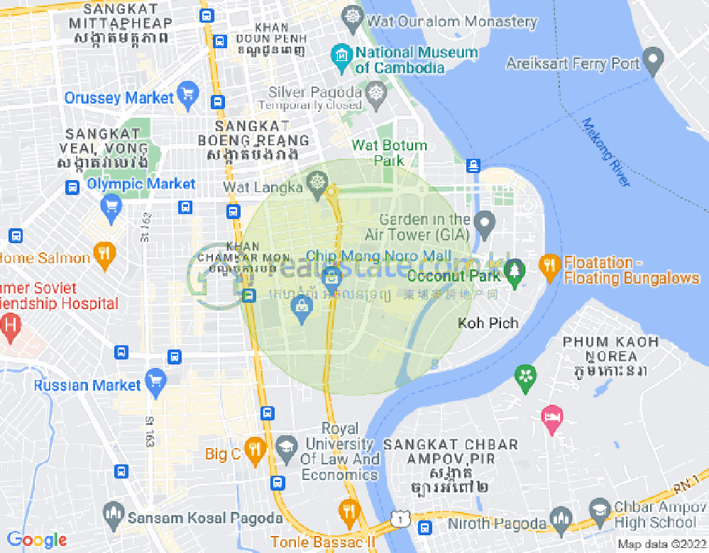 만경강3구역(BKK3), 벙껭깡, 프놈펜 지도