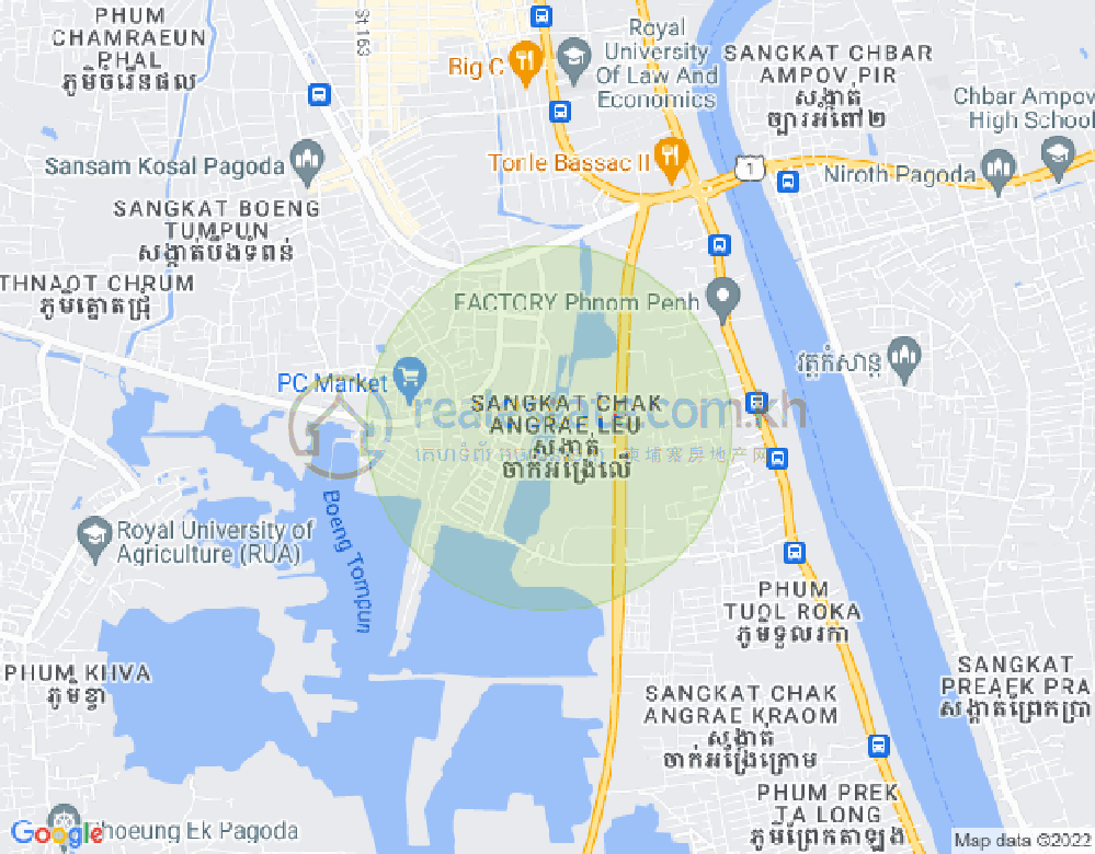 Carte de Chak Angrae Leu, Meanchey, Phnom Penh