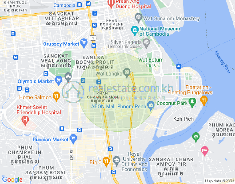万景岗1分区（BKK1), 波哥堪, 金边地图