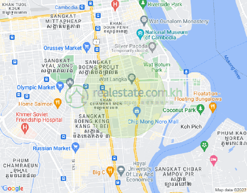 Map of BKK 1, Boeng Keng Kang, Phnom Penh