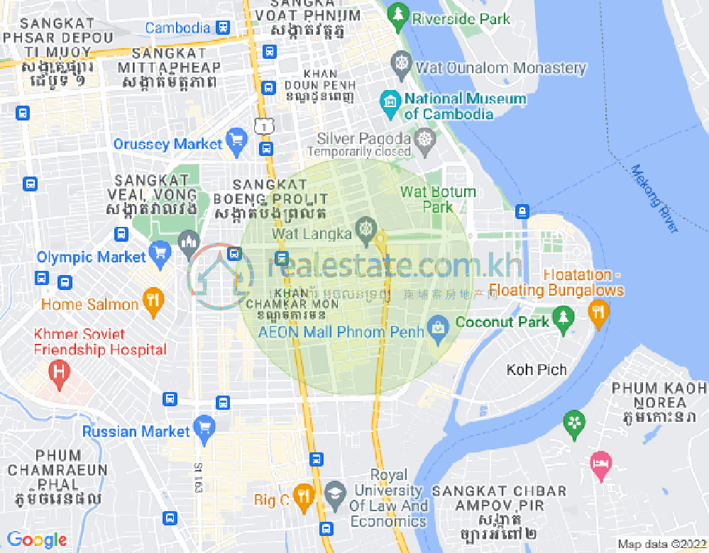 万景岗1分区（BKK1), 波哥堪, 金边地图