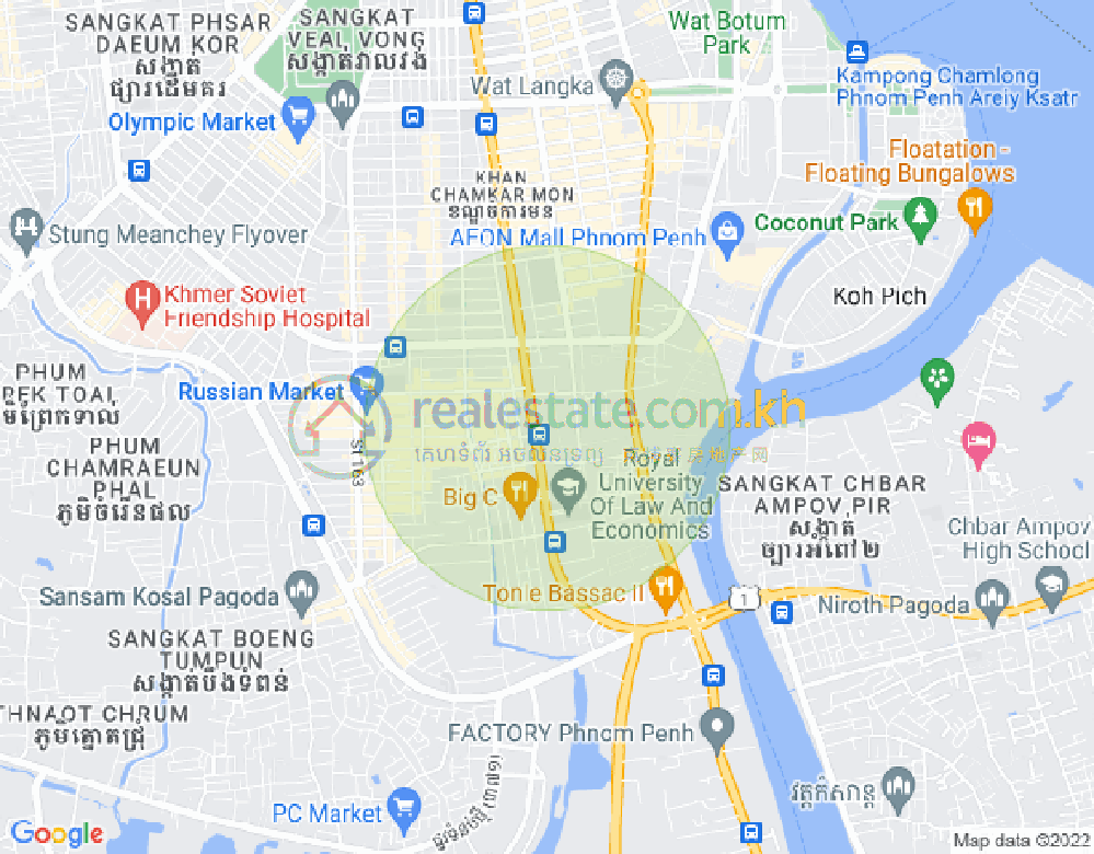Carte de Tonle Bassac, Chamkarmon, Phnom Penh