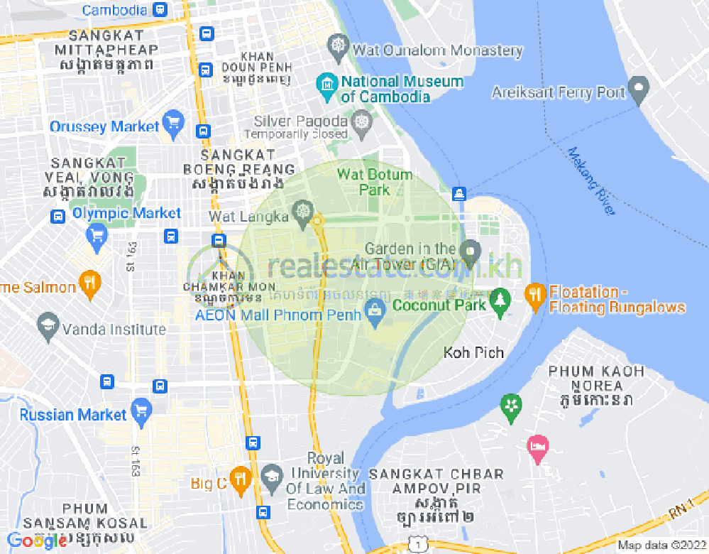 Carte de Tonle Bassac, Chamkarmon, Phnom Penh