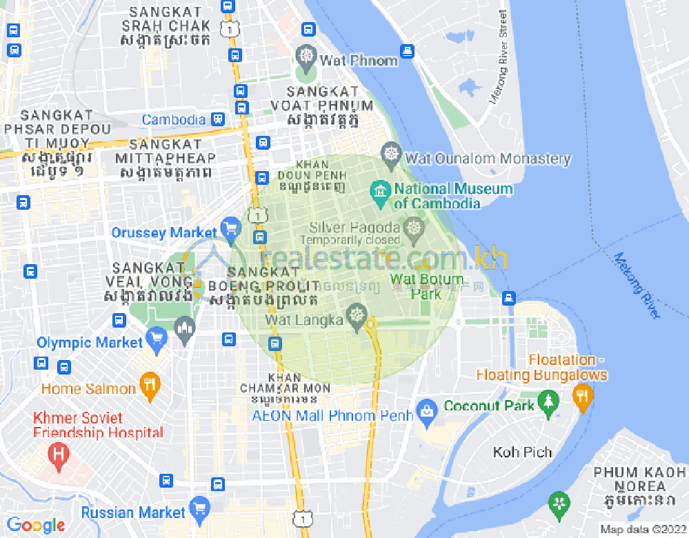 四臂湾分区, 隆边区, 金边地图