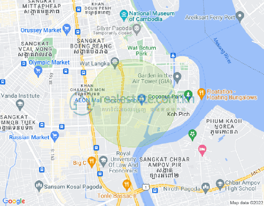 トンレバサック, チャムカモン, プノンペンの地図