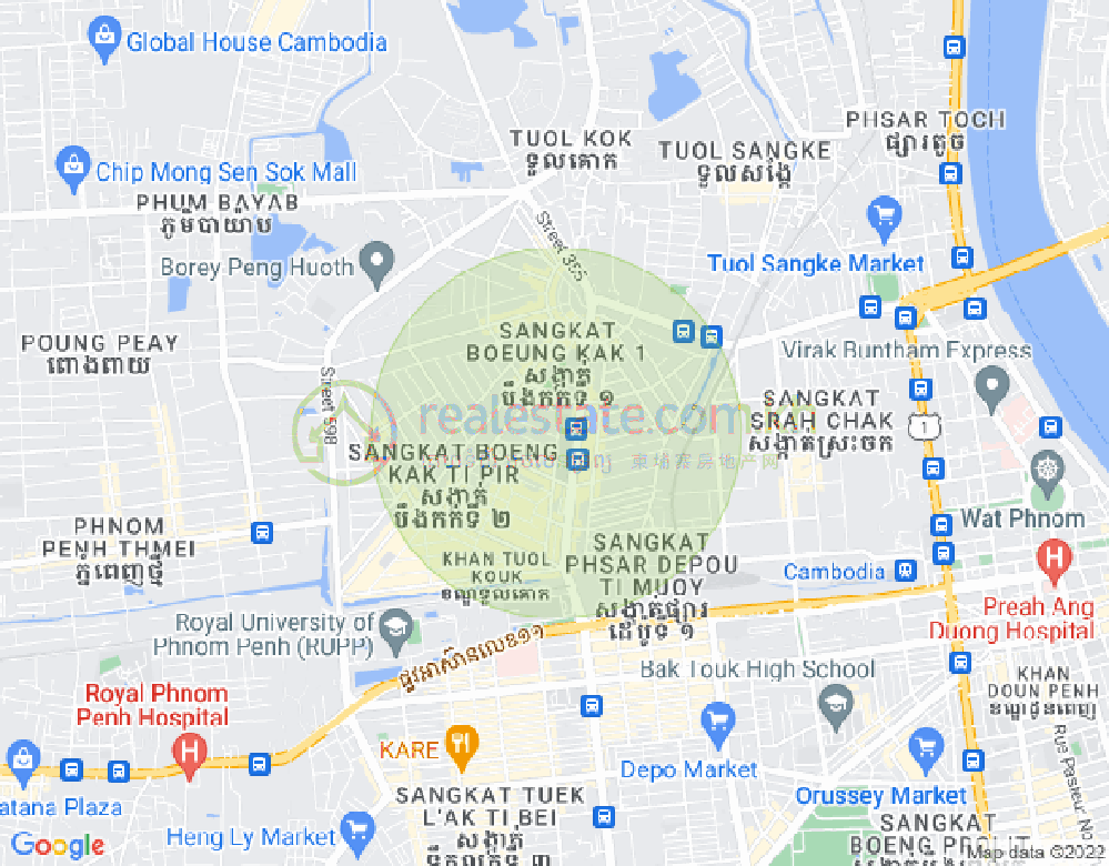 万谷湖1分区, 堆谷区, 金边地图
