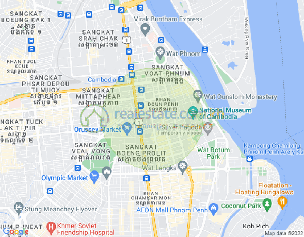 Map of Boeng Reang, Daun Penh, Phnom Penh