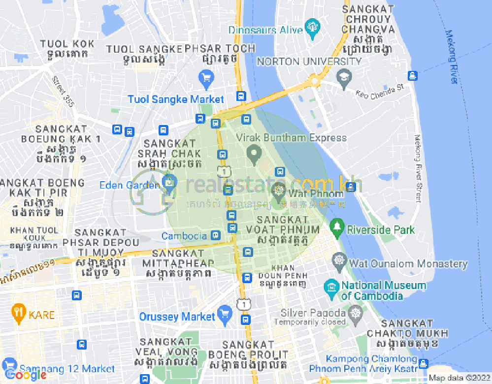 Boeng Reang镇, 隆边区, 金边地图