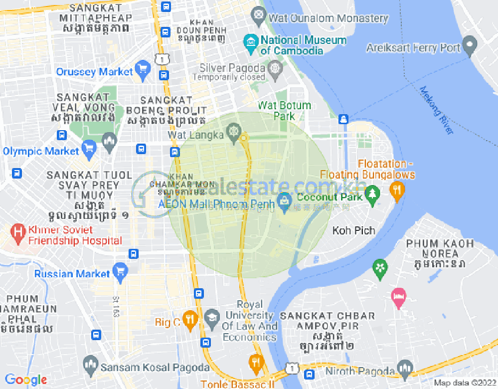 万景岗1分区（BKK1), 波哥堪, 金边地图