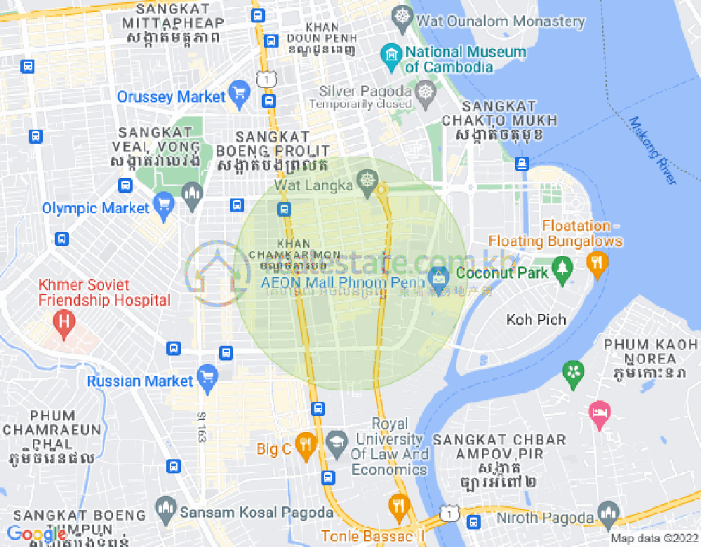 Mapa: BKK 1, Boeng Keng Kang, Phnom Penh