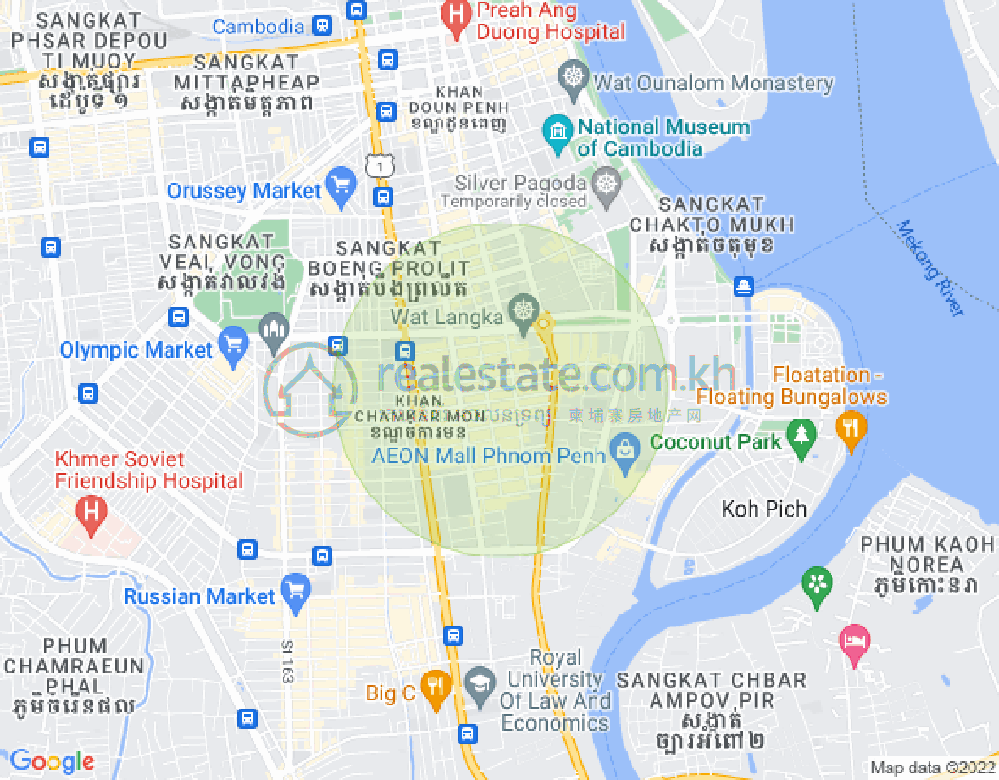 万景岗1分区（BKK1), 波哥堪, 金边地图