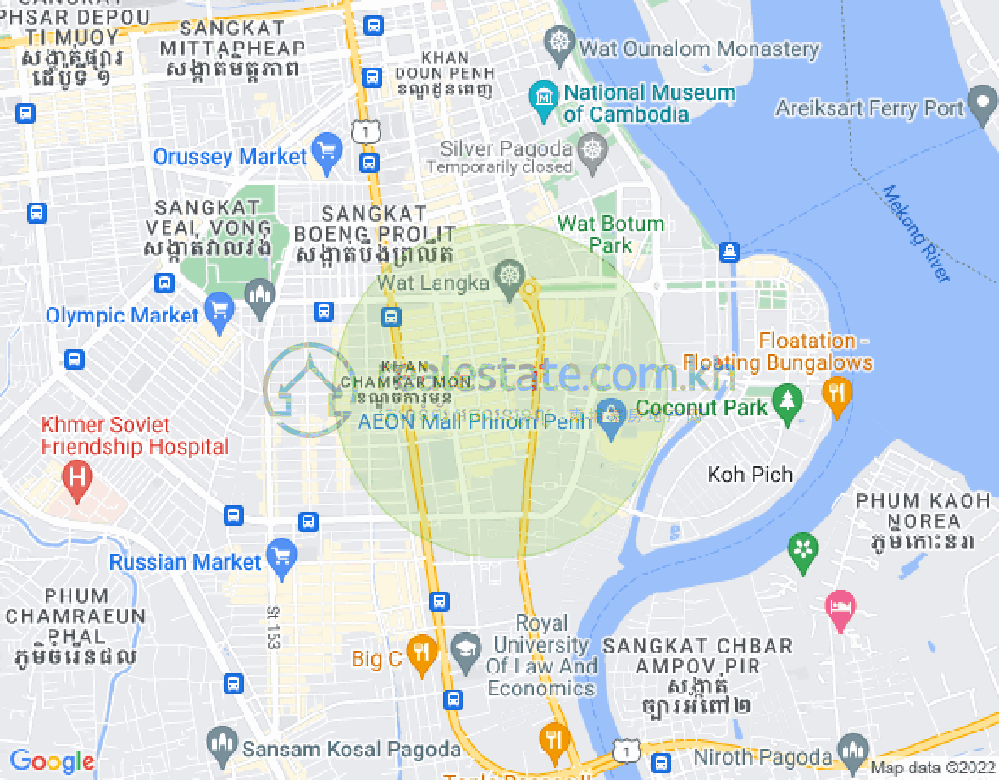 Mapa: Boeung Kak 1, Toul Kork, Phnom Penh