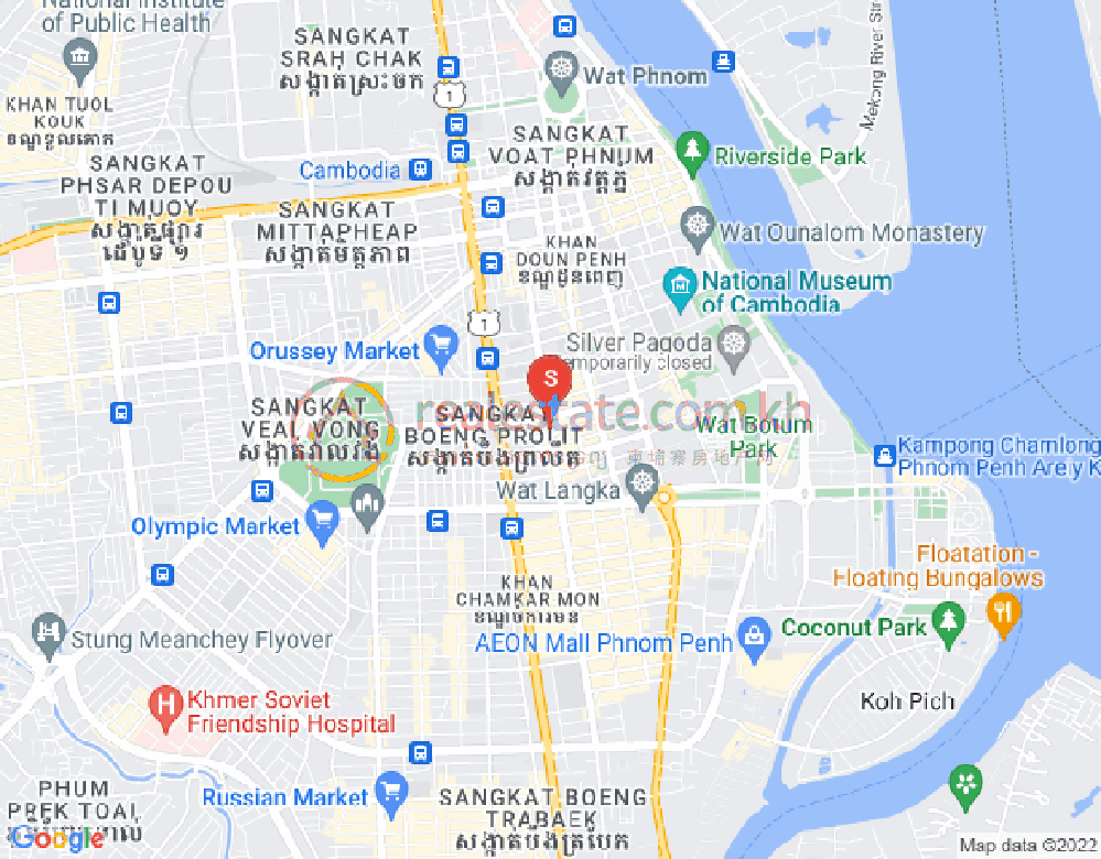 Mapa: Boeng Reang, Daun Penh, Phnom Penh