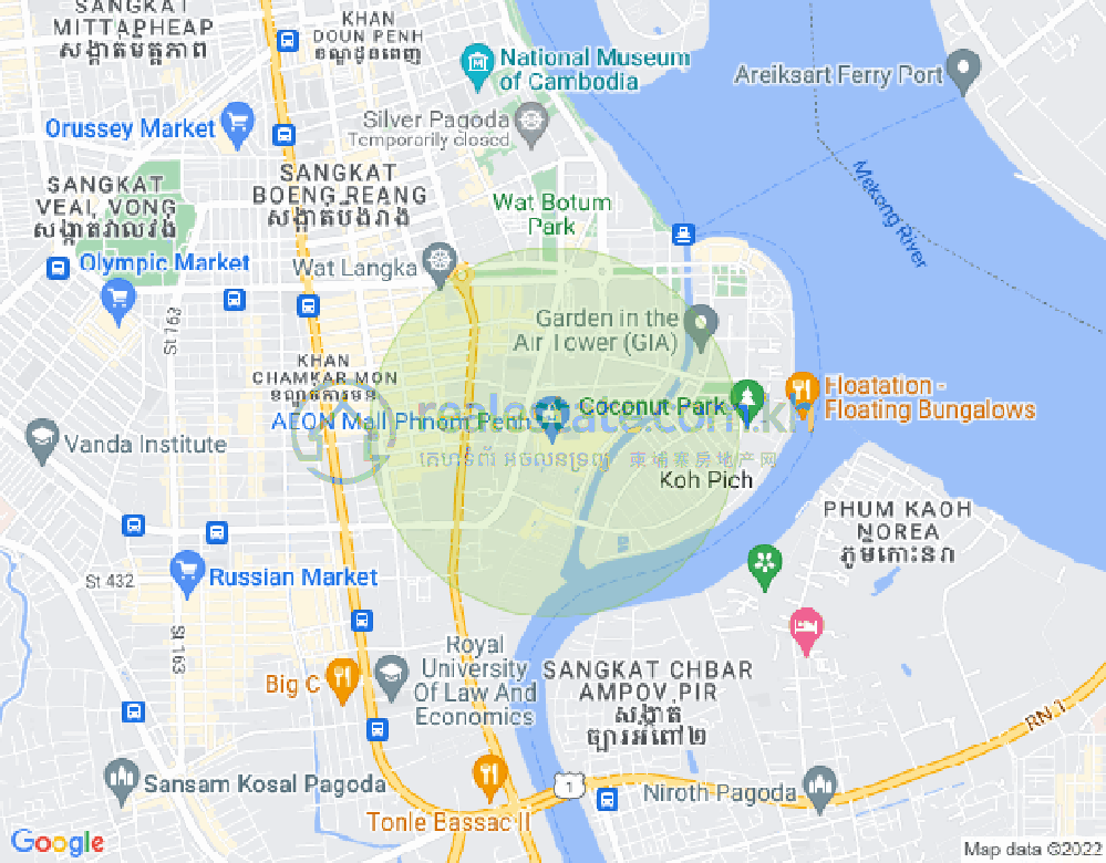 トンレバサック, チャムカモン, プノンペンの地図