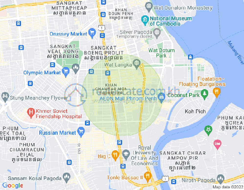 Mapa: BKK 1, Boeng Keng Kang, Phnom Penh