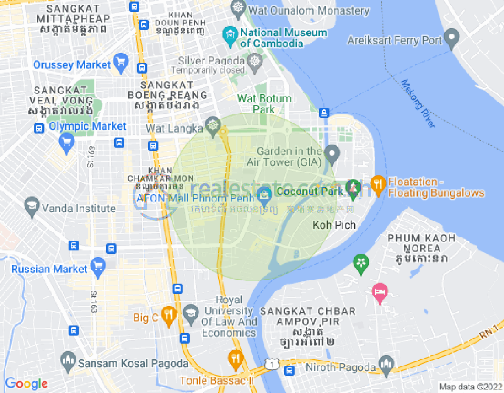 Карта Тонле Бассак, Чамкармон, Пномпень