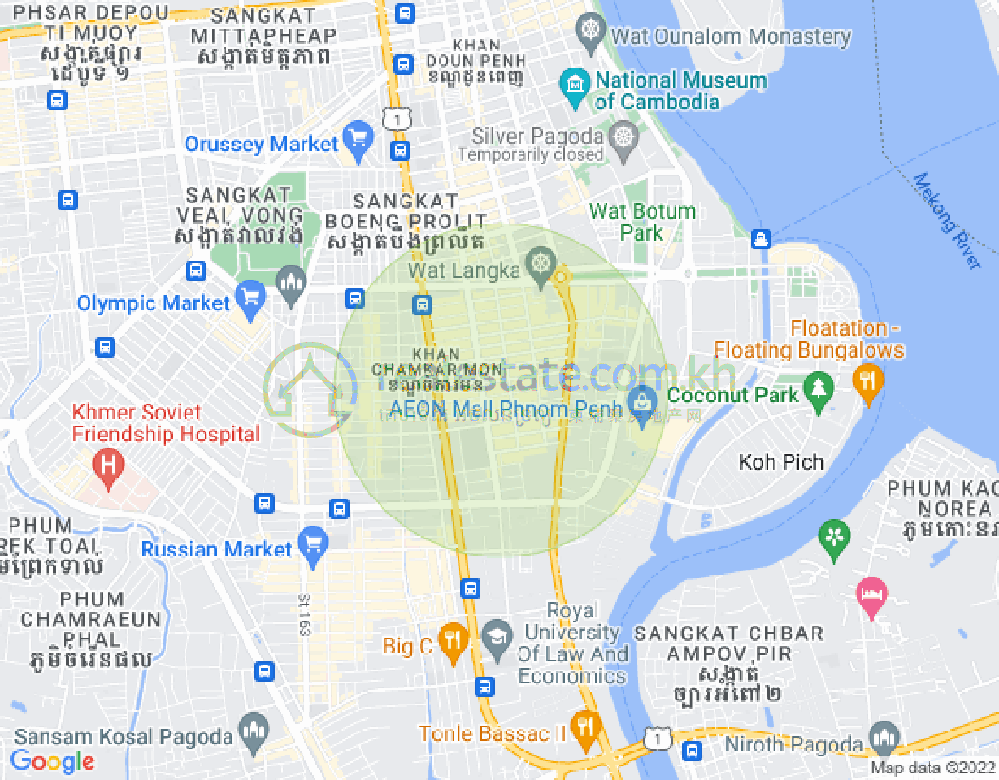 Mapa: BKK 1, Boeng Keng Kang, Phnom Penh