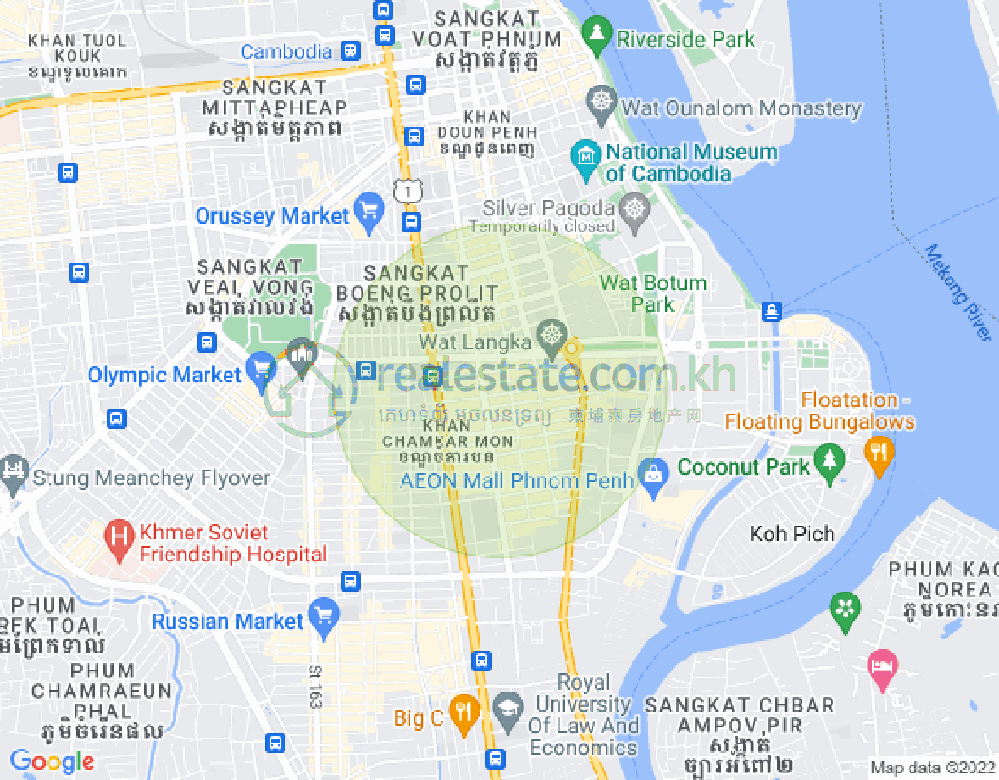Carte de BKK 1, Boeng Keng Kang, Phnom Penh