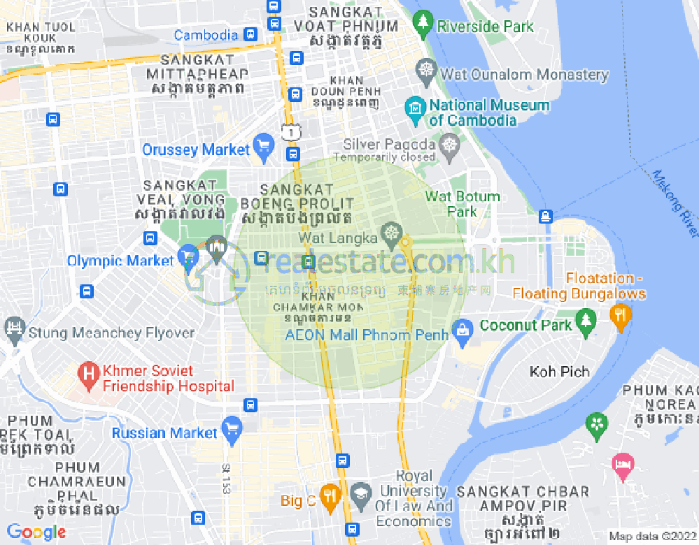 万景岗1分区（BKK1), 波哥堪, 金边地图