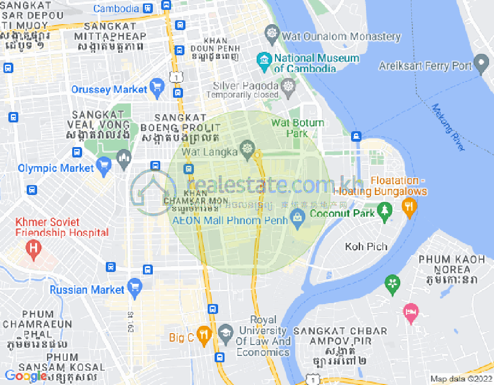 Mapa: BKK 1, Boeng Keng Kang, Phnom Penh