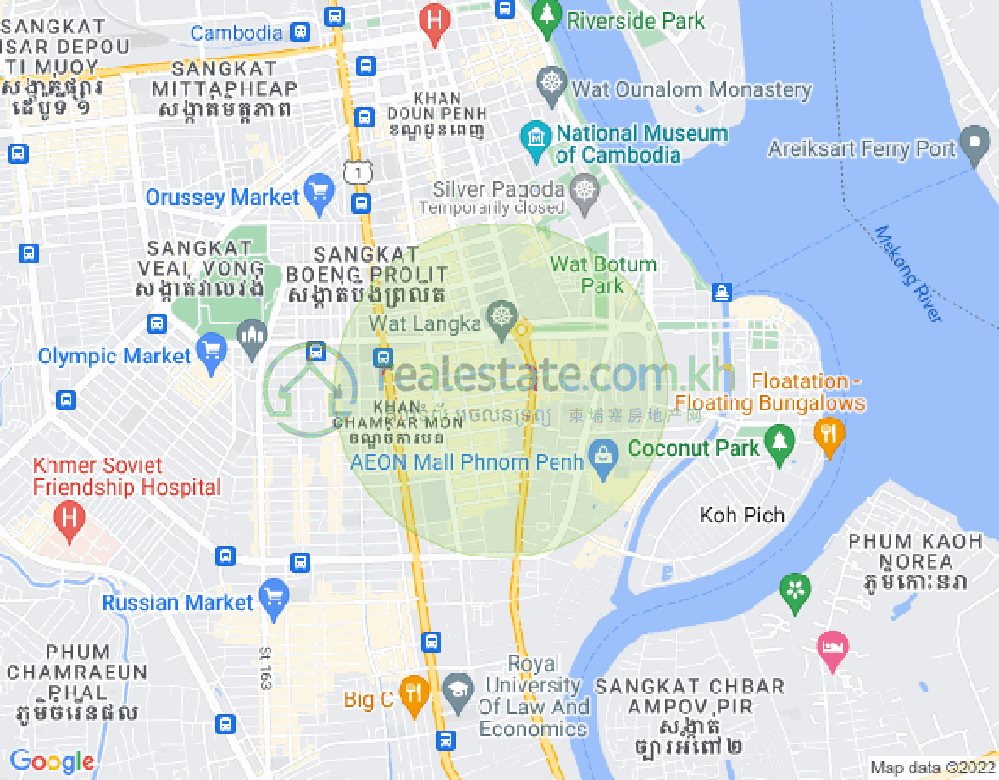 万景岗1分区（BKK1), 波哥堪, 金边地图