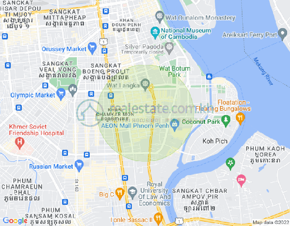 万景岗1分区（BKK1), 波哥堪, 金边地图