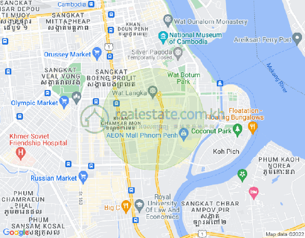 Mapa: BKK 1, Boeng Keng Kang, Phnom Penh