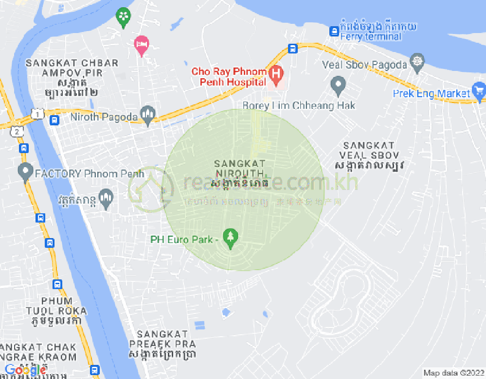 ニロート, チバーアンポウ, プノンペンの地図